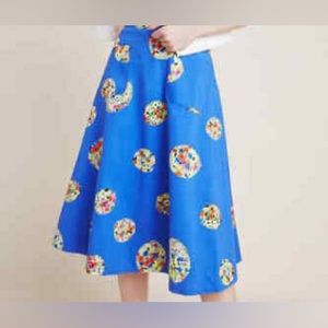 Anthropologie 52 Conversations Colloquial Full Skirt Blue Floral